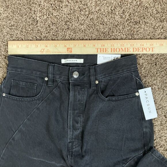 NWT Pacsun Eco Black Wave Panels High Waisted Bootcut Jeans Size 26 - Picture 5 of 15